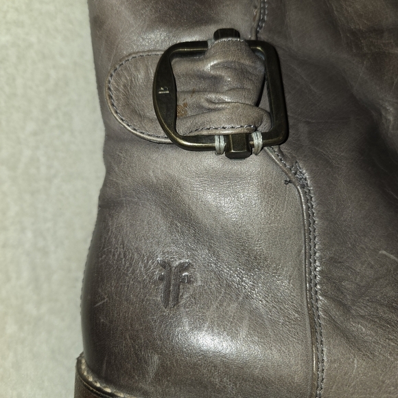 Frye Gray Brown Leather Combat Boots - Picture 7 of 9